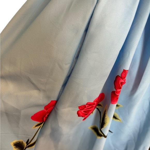 Blue Floral Strapless Dress - Picture 8 of 11